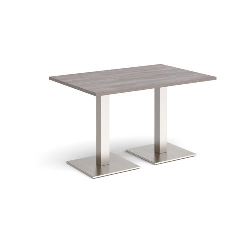 Brescia rectangular dining table with flat square brushed steel bases 1200mm x 800mm grey oak - BDR1200-BS-GO