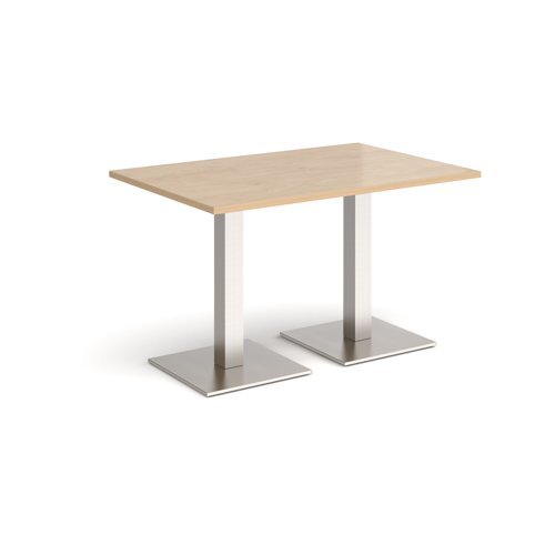Brescia rectangular dining table with flat square brushed steel bases 1200mm x 800mm kendal oak - BDR1200-BS-KO