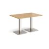 Brescia rectangular dining table with flat square brushed steel bases 1200mm x 800mm oak - BDR1200-BS-O