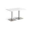Brescia rectangular dining table with flat square brushed steel bases 1200mm x 800mm white - BDR1200-BS-WH