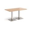 Brescia rectangular dining table with flat square brushed steel bases 1400mm x 800mm beech - BDR1400-BS-B