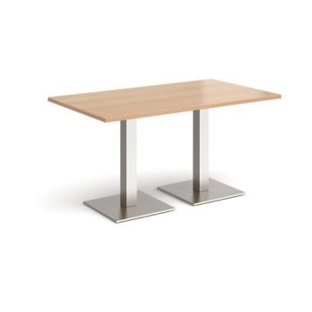 Brescia rectangular dining table with flat square brushed steel bases 1400mm x 800mm beech - BDR1400-BS-B