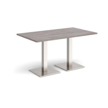Brescia rectangular dining table with flat square brushed steel bases 1400mm x 800mm grey oak - BDR1400-BS-GO