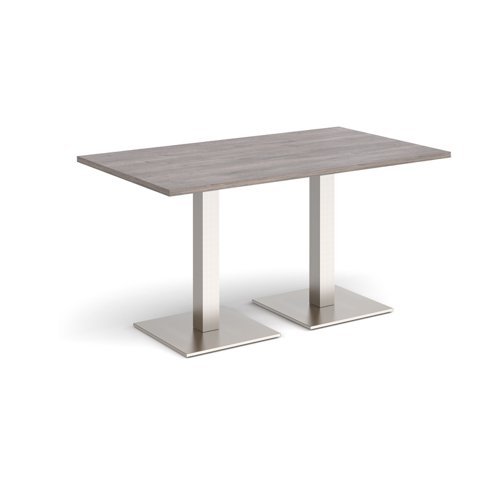 Brescia rectangular dining table with flat square brushed steel bases 1400mm x 800mm grey oak - BDR1400-BS-GO
