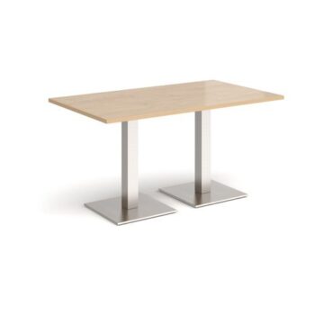 Brescia rectangular dining table with flat square brushed steel bases 1400mm x 800mm kendal oak - BDR1400-BS-KO
