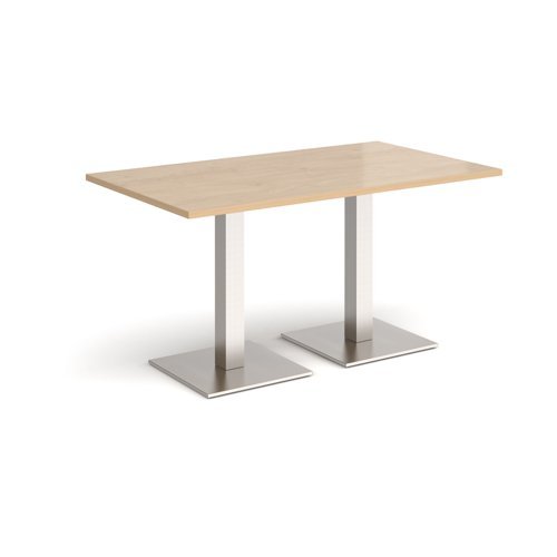 Brescia rectangular dining table with flat square brushed steel bases 1400mm x 800mm kendal oak - BDR1400-BS-KO