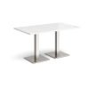 Brescia rectangular dining table with flat square brushed steel bases 1400mm x 800mm white - BDR1400-BS-WH