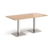 Brescia rectangular dining table with flat square brushed steel bases 1600mm x 800mm beech - BDR1600-BS-B