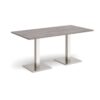 Brescia rectangular dining table with flat square brushed steel bases 1600mm x 800mm grey oak - BDR1600-BS-GO