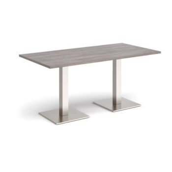 Brescia rectangular dining table with flat square brushed steel bases 1600mm x 800mm grey oak - BDR1600-BS-GO