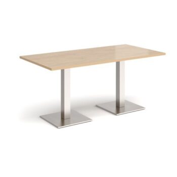 Brescia rectangular dining table with flat square brushed steel bases 1600mm x 800mm kendal oak - BDR1600-BS-KO