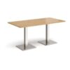 Brescia rectangular dining table with flat square brushed steel bases 1600mm x 800mm oak - BDR1600-BS-O