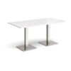 Brescia rectangular dining table with flat square brushed steel bases 1600mm x 800mm white - BDR1600-BS-WH