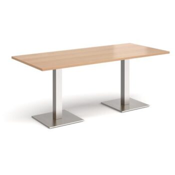 Brescia rectangular dining table with flat square brushed steel bases 1800mm x 800mm beech - BDR1800-BS-B