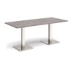 Brescia rectangular dining table with flat square brushed steel bases 1800mm x 800mm grey oak - BDR1800-BS-GO