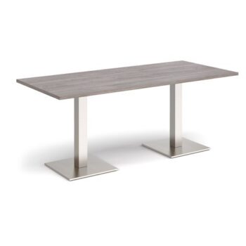 Brescia rectangular dining table with flat square brushed steel bases 1800mm x 800mm grey oak - BDR1800-BS-GO