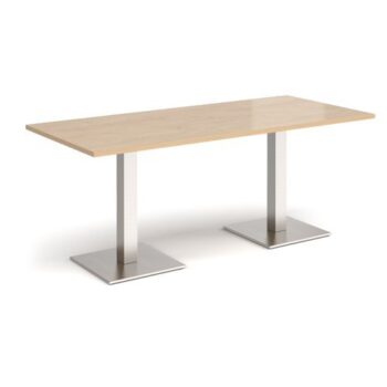 Brescia rectangular dining table with flat square brushed steel bases 1800mm x 800mm kendal oak - BDR1800-BS-KO