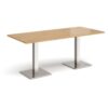 Brescia rectangular dining table with flat square brushed steel bases 1800mm x 800mm oak - BDR1800-BS-O