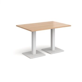 Brescia rectangular dining table with flat square white bases 1200mm x 800mm beech - BDR1200-WH-B