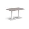 Brescia rectangular dining table with flat square white bases 1200mm x 800mm grey oak - BDR1200-WH-GO
