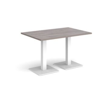 Brescia rectangular dining table with flat square white bases 1200mm x 800mm grey oak - BDR1200-WH-GO