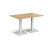 Brescia rectangular dining table with flat square white bases 1200mm x 800mm oak - BDR1200-WH-O