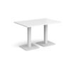 Brescia rectangular dining table with flat square white bases 1200mm x 800mm white - BDR1200-WH-WH