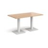Brescia rectangular dining table with flat square white bases 1400mm x 800mm beech - BDR1400-WH-B