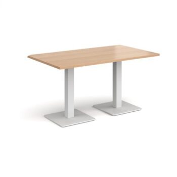 Brescia rectangular dining table with flat square white bases 1400mm x 800mm beech - BDR1400-WH-B