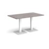 Brescia rectangular dining table with flat square white bases 1400mm x 800mm grey oak - BDR1400-WH-GO