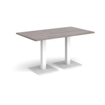 Brescia rectangular dining table with flat square white bases 1400mm x 800mm grey oak - BDR1400-WH-GO