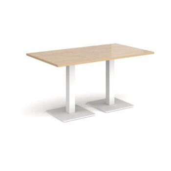 Brescia rectangular dining table with flat square white bases 1400mm x 800mm kendal oak - BDR1400-WH-KO