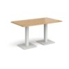 Brescia rectangular dining table with flat square white bases 1400mm x 800mm oak - BDR1400-WH-O