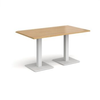 Brescia rectangular dining table with flat square white bases 1400mm x 800mm oak - BDR1400-WH-O