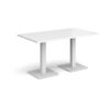 Brescia rectangular dining table with flat square white bases 1400mm x 800mm white - BDR1400-WH-WH