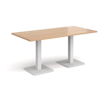 Brescia rectangular dining table with flat square white bases 1600mm x 800mm beech - BDR1600-WH-B