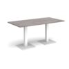 Brescia rectangular dining table with flat square white bases 1600mm x 800mm grey oak - BDR1600-WH-GO