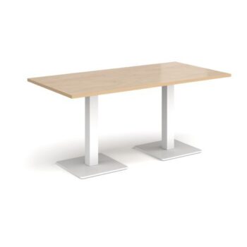 Brescia rectangular dining table with flat square white bases 1600mm x 800mm kendal oak - BDR1600-WH-KO