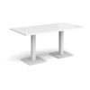 Brescia rectangular dining table with flat square white bases 1600mm x 800mm white - BDR1600-WH-WH