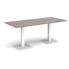 Brescia rectangular dining table with flat square white bases 1800mm x 800mm grey oak - BDR1800-WH-GO