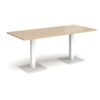 Brescia rectangular dining table with flat square white bases 1800mm x 800mm kendal oak - BDR1800-WH-KO