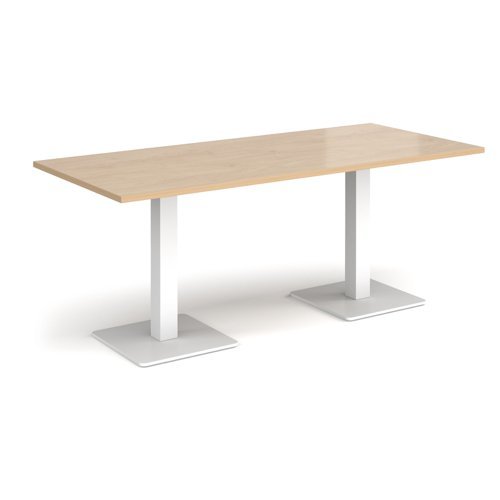Brescia rectangular dining table with flat square white bases 1800mm x 800mm kendal oak - BDR1800-WH-KO