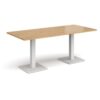 Brescia rectangular dining table with flat square white bases 1800mm x 800mm oak - BDR1800-WH-O