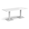 Brescia rectangular dining table with flat square white bases 1800mm x 800mm white - BDR1800-WH-WH