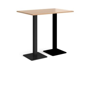 Brescia rectangular poseur table with flat square black bases 1200mm x 800mm beech - BPR1200-K-B