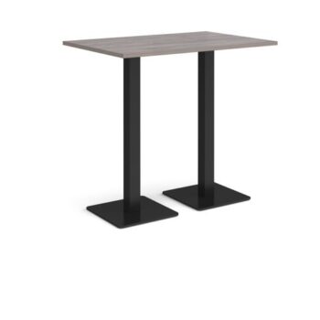 Brescia rectangular poseur table with flat square black bases 1200mm x 800mm grey oak - BPR1200-K-GO