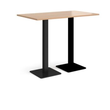 Brescia rectangular poseur table with flat square black bases 1400mm x 800mm beech - BPR1400-K-B