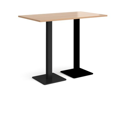 Brescia rectangular poseur table with flat square black bases 1400mm x 800mm beech - BPR1400-K-B