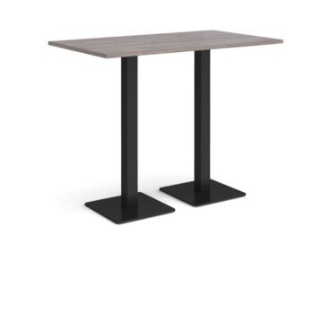 Brescia rectangular poseur table with flat square black bases 1400mm x 800mm grey oak - BPR1400-K-GO