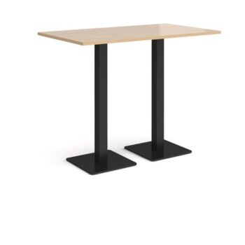 Brescia rectangular poseur table with flat square black bases 1400mm x 800mm kendal oak - BPR1400-K-KO